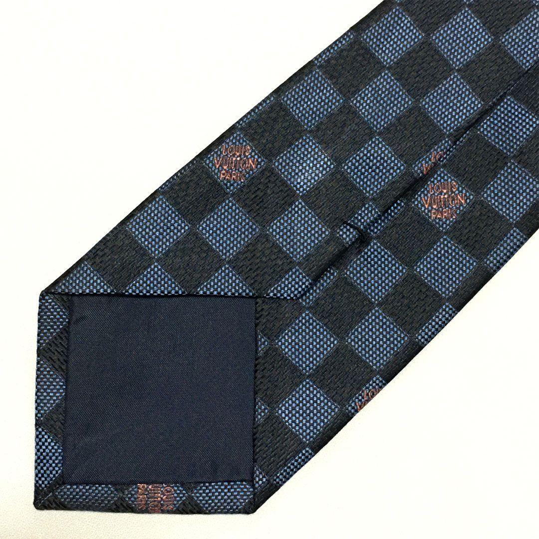 未使用級 ルイヴィトン Louis Vuitton ネクタイ ネイビー ダミエ