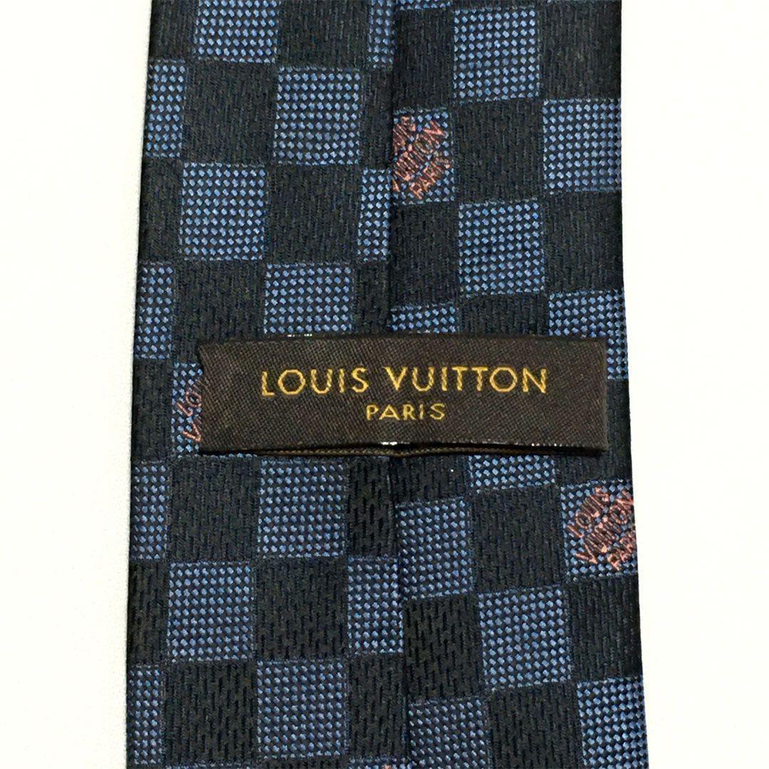未使用級 ルイヴィトン Louis Vuitton ネクタイ ネイビー ダミエ