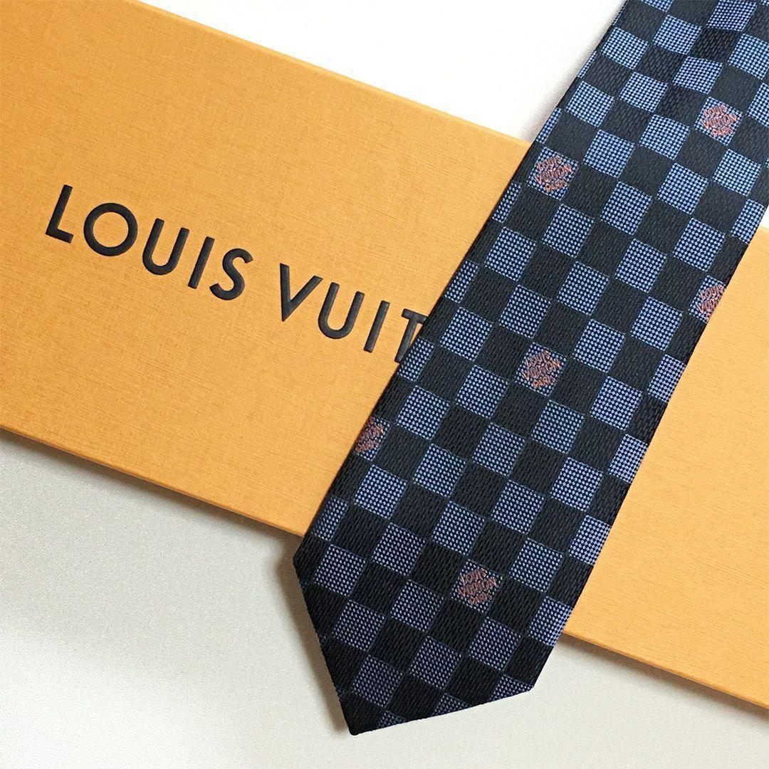 未使用級 ルイヴィトン Louis Vuitton ネクタイ ネイビー ダミエ