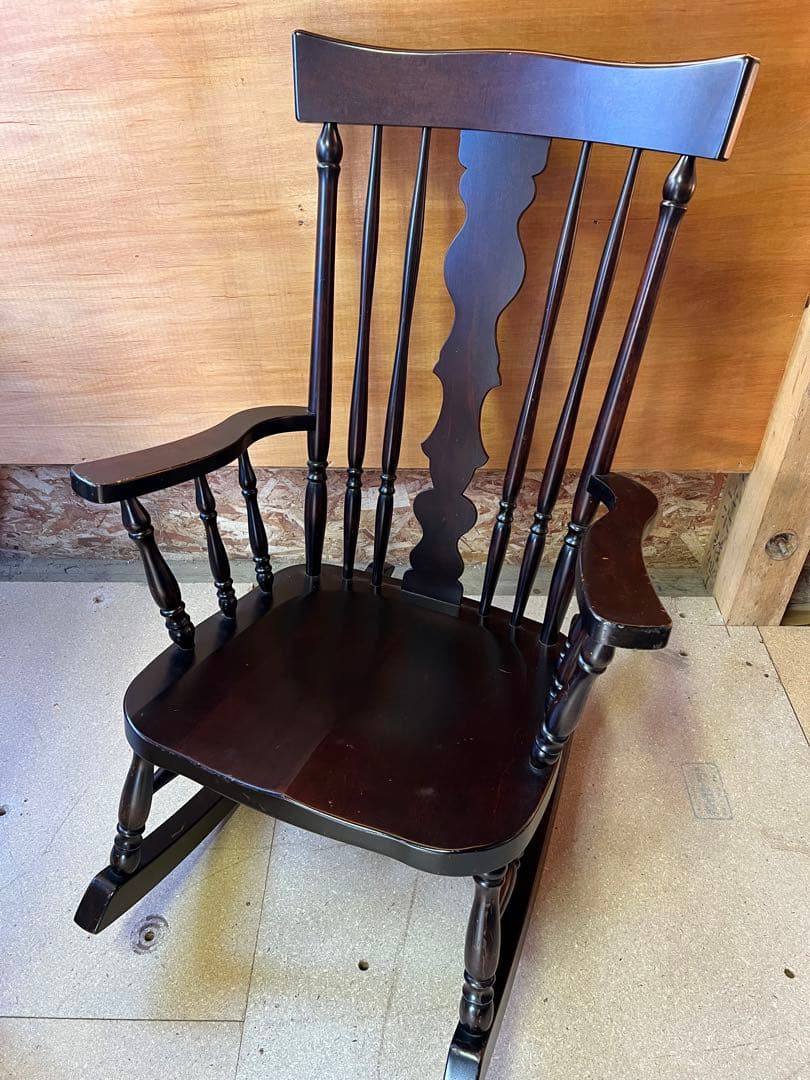 【ヴィンテージ品】北海道民芸家具 ビンテージ 木製 ロッキングチェア ブラウン