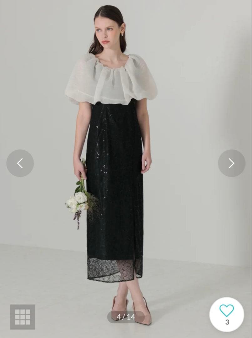 オフショルダー レース ロングドレス