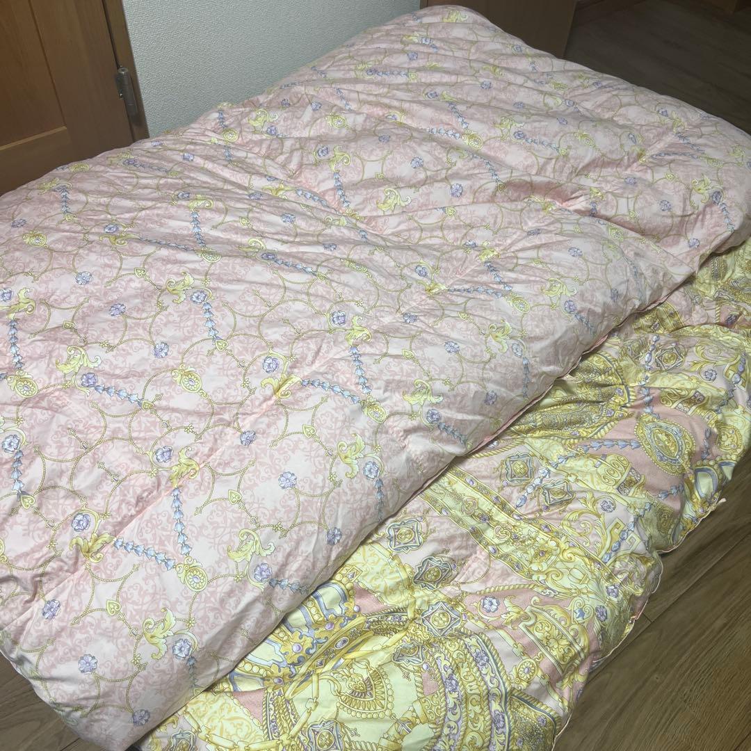 東洋羽毛　羽毛掛け布団S 花柄ピンク150x210cm 日本製