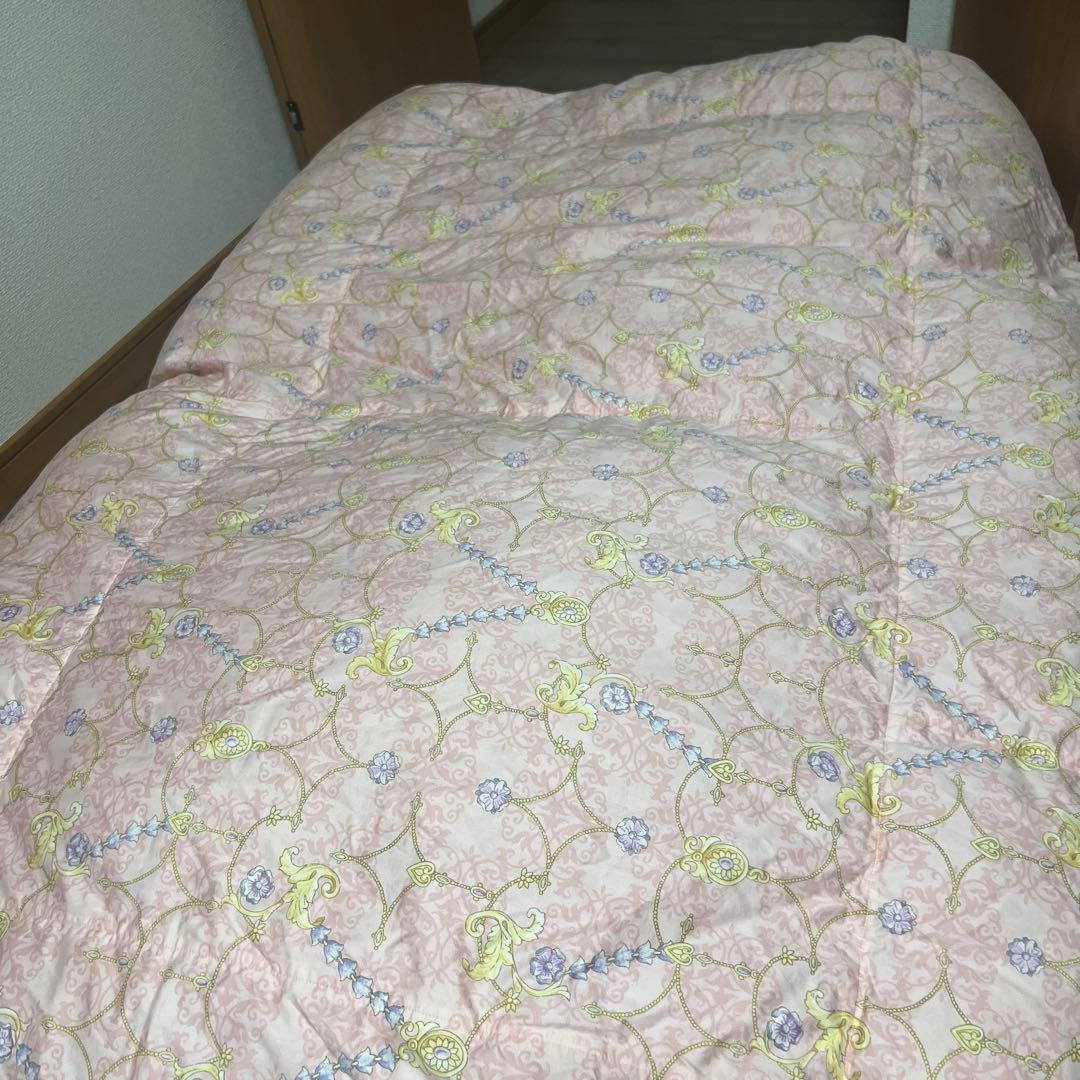 東洋羽毛　羽毛掛け布団S 花柄ピンク150x210cm 日本製