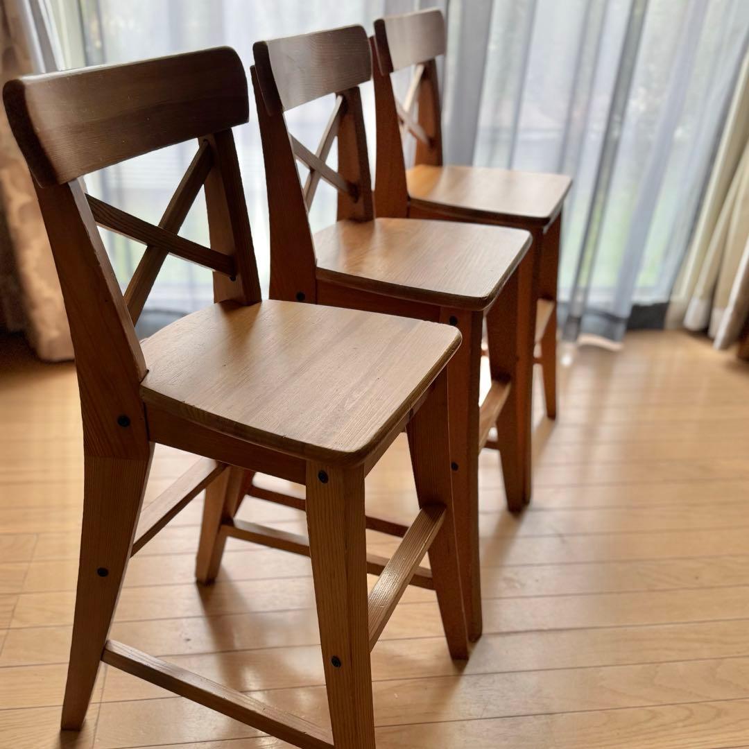 IKEA キッズチェア INGOLF 無垢材 送料込み 家具