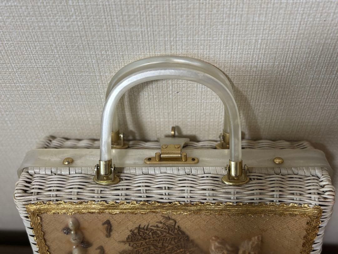 貝殻　アンティーク　かごバッグ