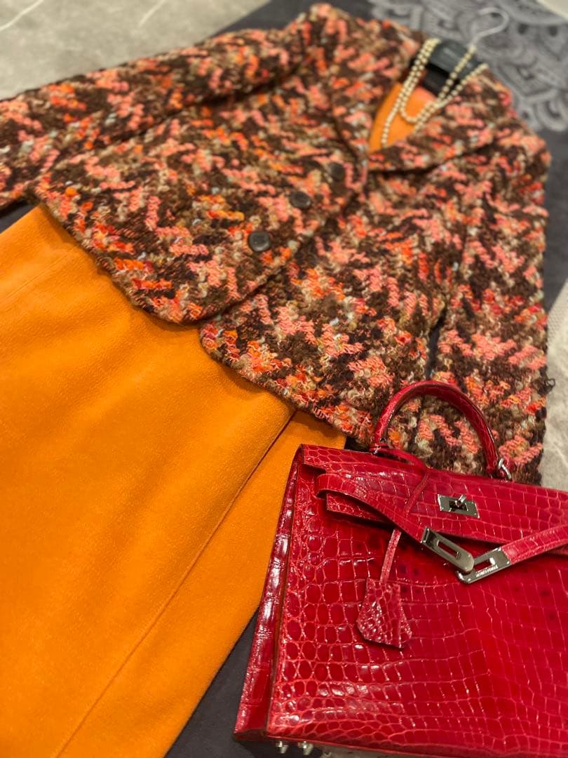 RENA LANGE 華やかなツイードジャケット　42 ￼クリスマスパーティ