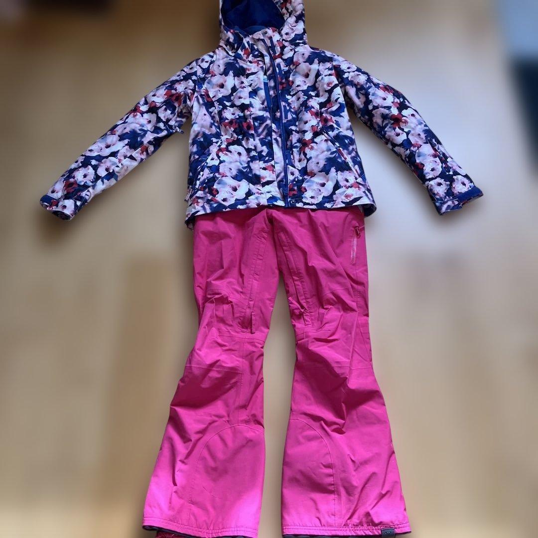 ROXY ウェア　花柄ジャケットとピンクパンツセット