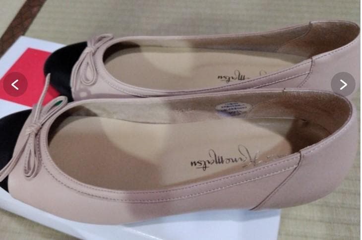 銀座かねまつ　バレエパンプス ベージュ×黒　フラット シューズ　1度履きました