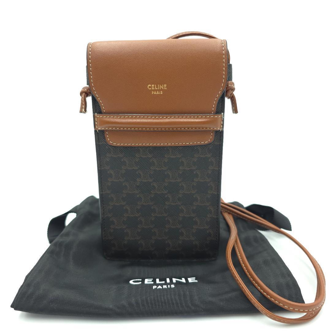 未使用 CELINE セリーヌ トリオンフ スマホショルダー モバイルポーチ
