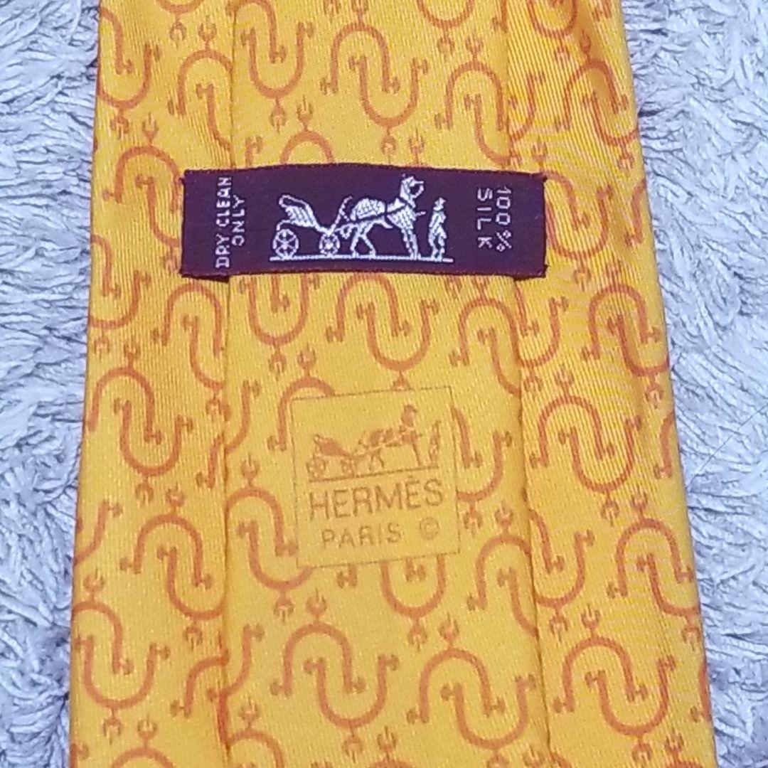 【HERMES】エルメス シルク100% オレンジ ネクタイ 箱付き 約8cm