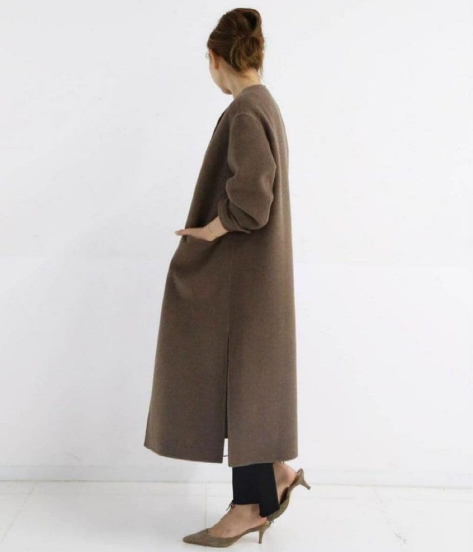 DeuxiemeClasse muse リバーロングノーカラーコート ウール