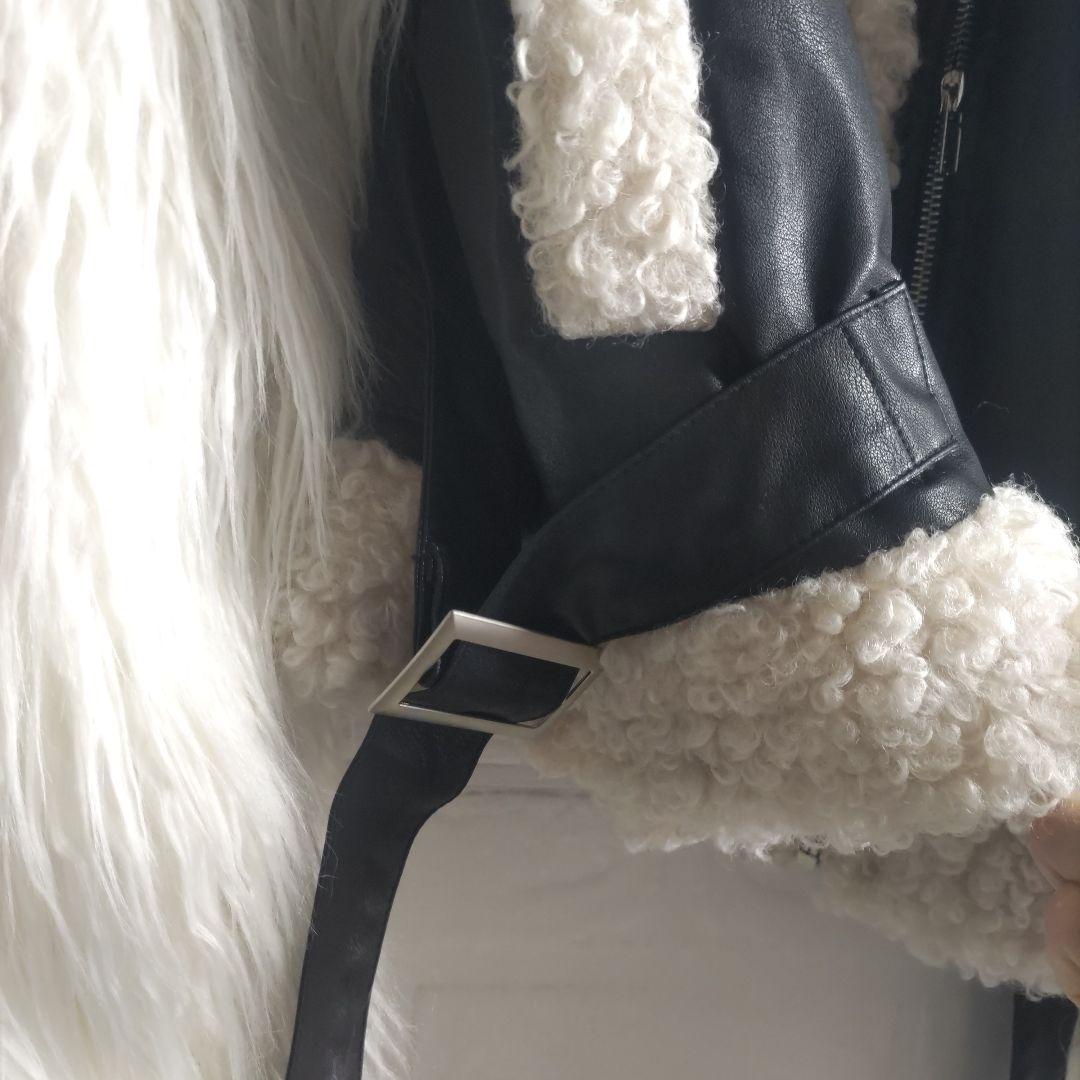 say✨ BELLE ETUDE　 ボリュームファーライダースジャケット