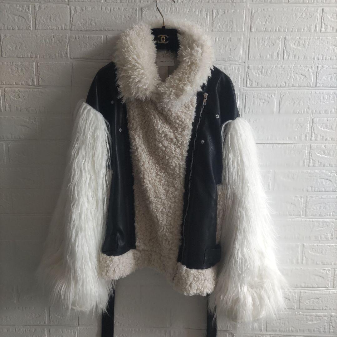 say✨ BELLE ETUDE　 ボリュームファーライダースジャケット