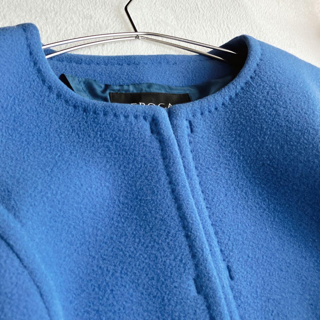 【美品】エポカ EPOCA★ダブルフェイス ノーカラーコート ウール セレモニー