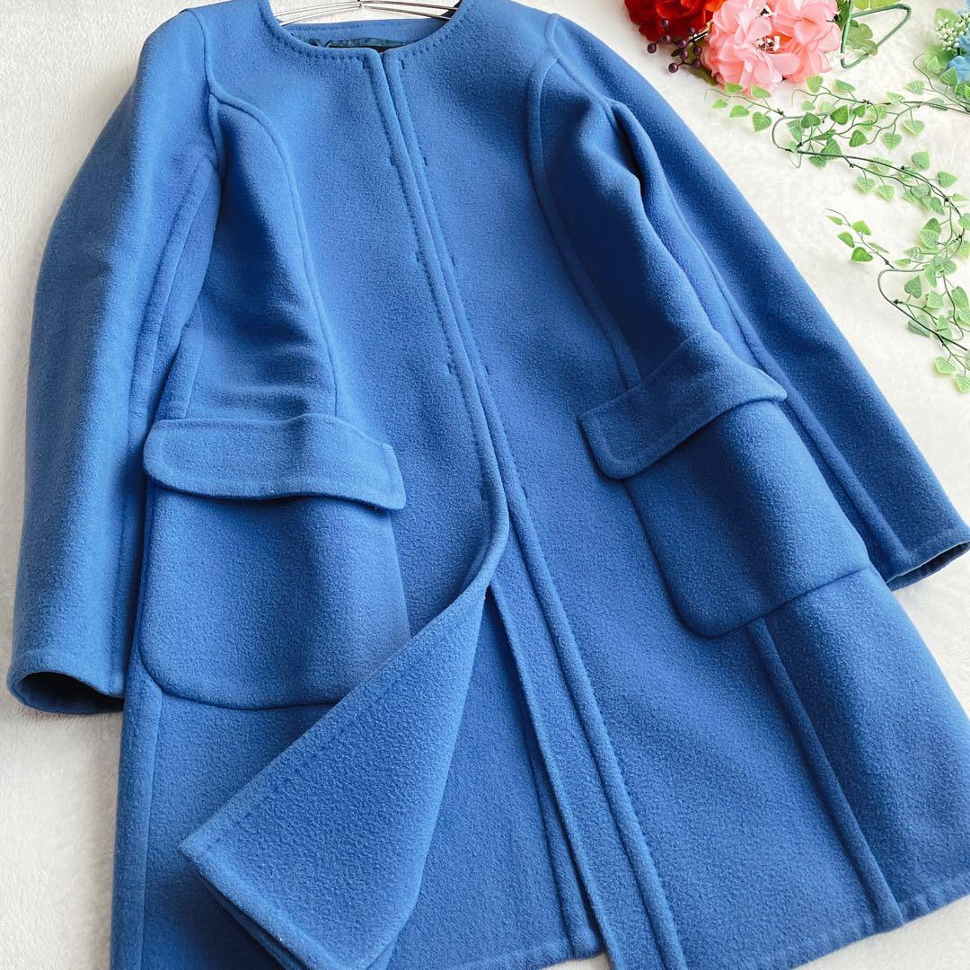 【美品】エポカ EPOCA★ダブルフェイス ノーカラーコート ウール セレモニー