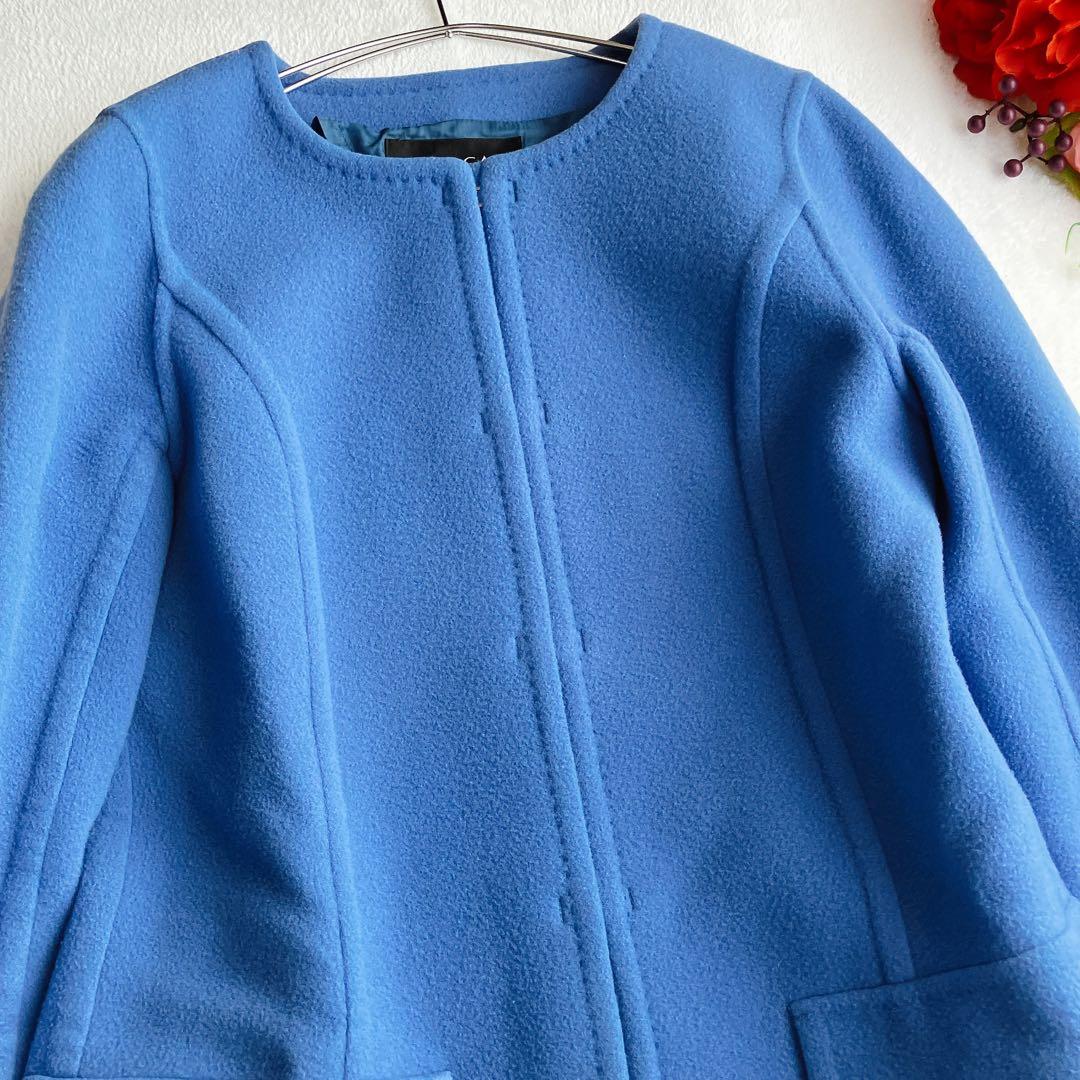 【美品】エポカ EPOCA★ダブルフェイス ノーカラーコート ウール セレモニー