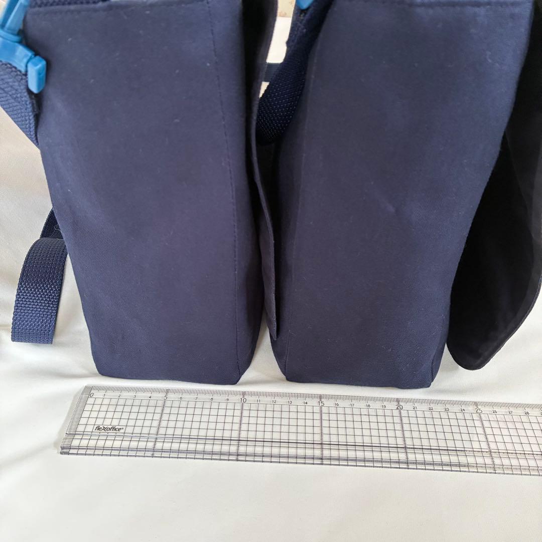 こん　手刺繍　ショルダーバッグ　通しマチ　濃紺　調整ベルト付き　【2/2】