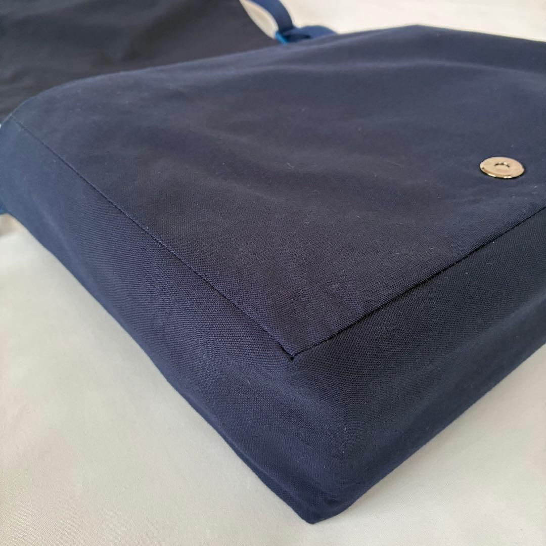 こん　手刺繍　ショルダーバッグ　通しマチ　濃紺　調整ベルト付き　【2/2】