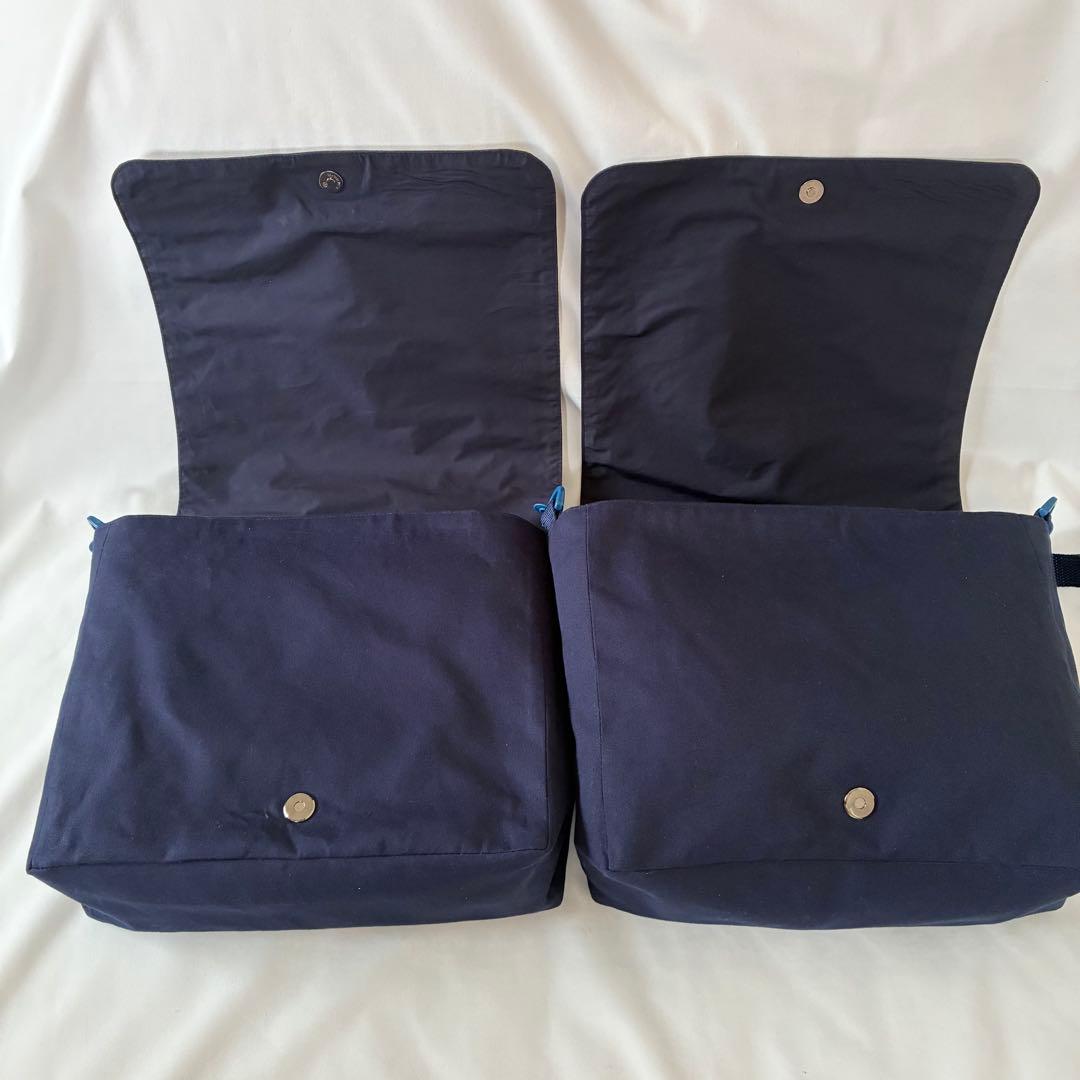 こん　手刺繍　ショルダーバッグ　通しマチ　濃紺　調整ベルト付き　【2/2】