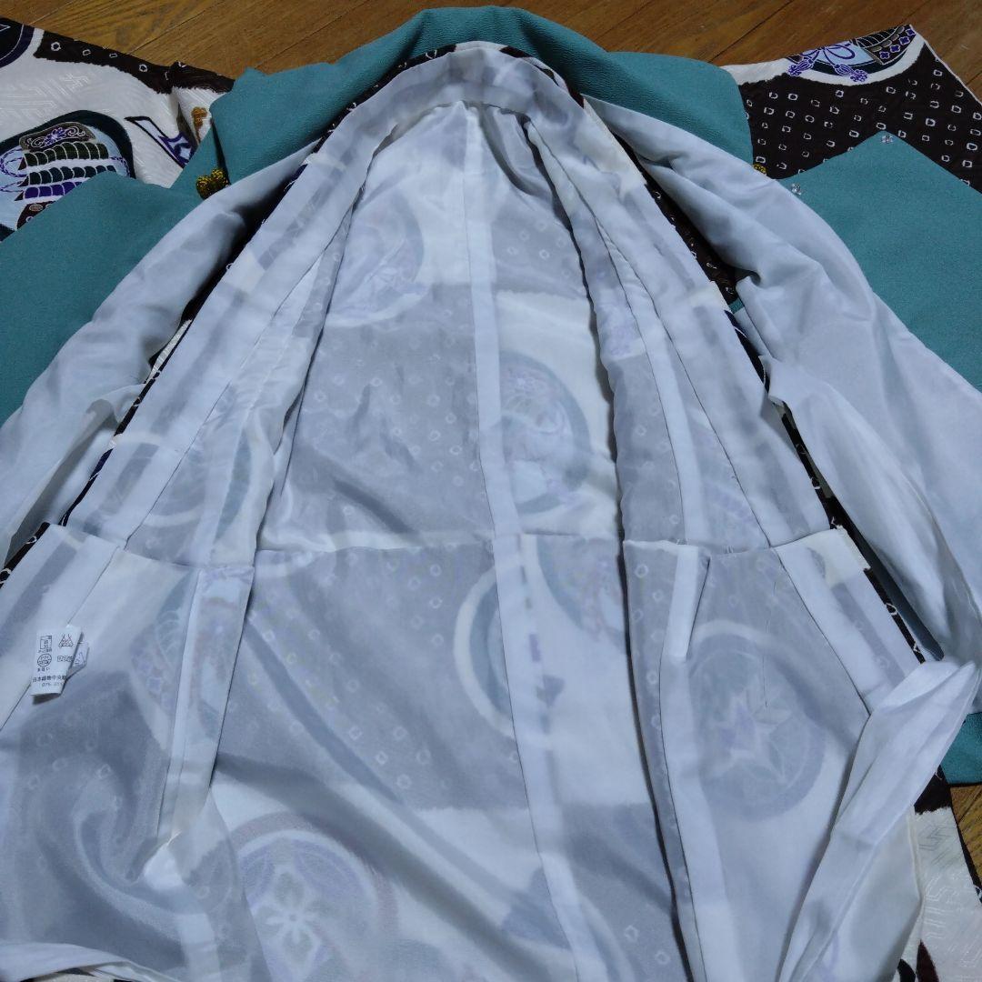 足袋雪駄付き★三歳★男の子★青緑色被布＆茶白着物