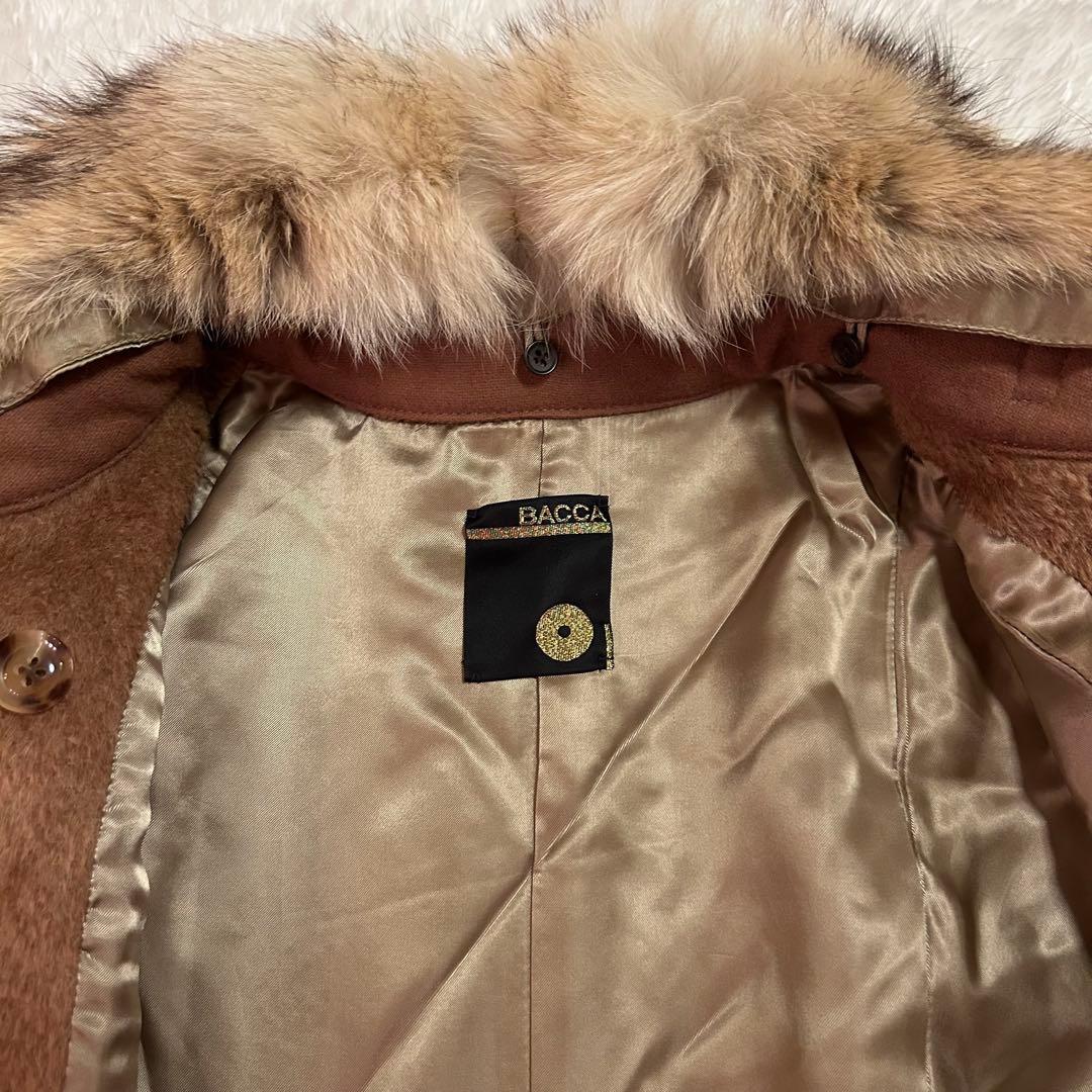美品⭐︎BACCA シャギー　ピーコート　アンゴラ混　リアルファー襟付き