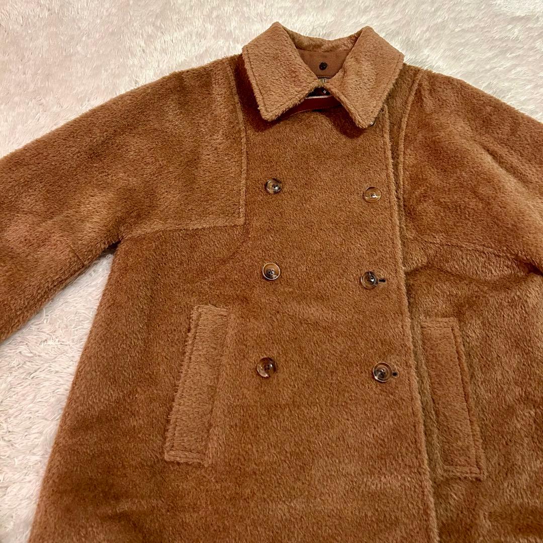 美品⭐︎BACCA シャギー　ピーコート　アンゴラ混　リアルファー襟付き
