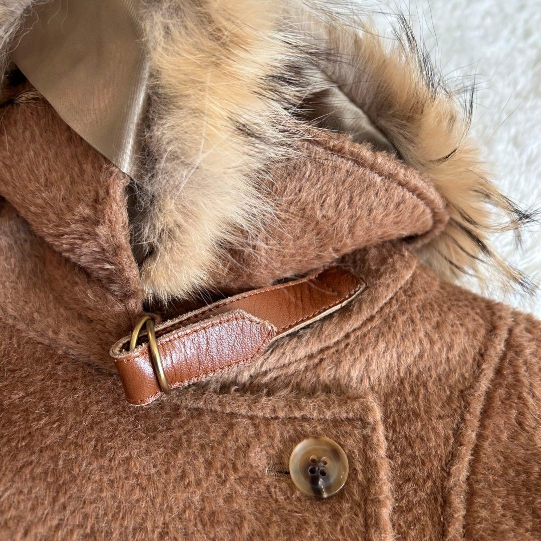 美品⭐︎BACCA シャギー　ピーコート　アンゴラ混　リアルファー襟付き