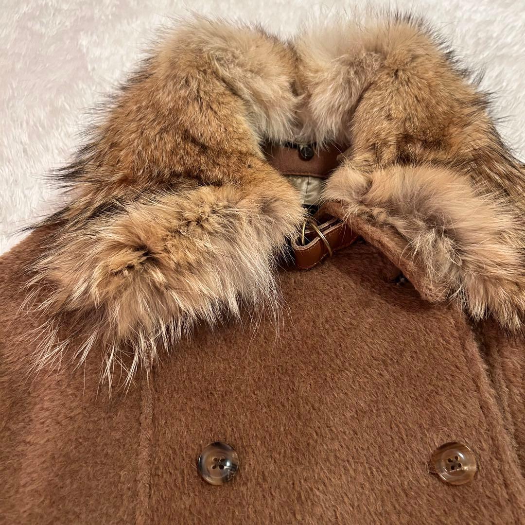 美品⭐︎BACCA シャギー　ピーコート　アンゴラ混　リアルファー襟付き