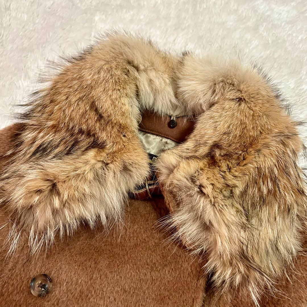 美品⭐︎BACCA シャギー　ピーコート　アンゴラ混　リアルファー襟付き