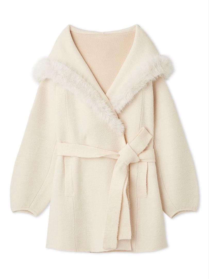 snidel ファーフードニットコート