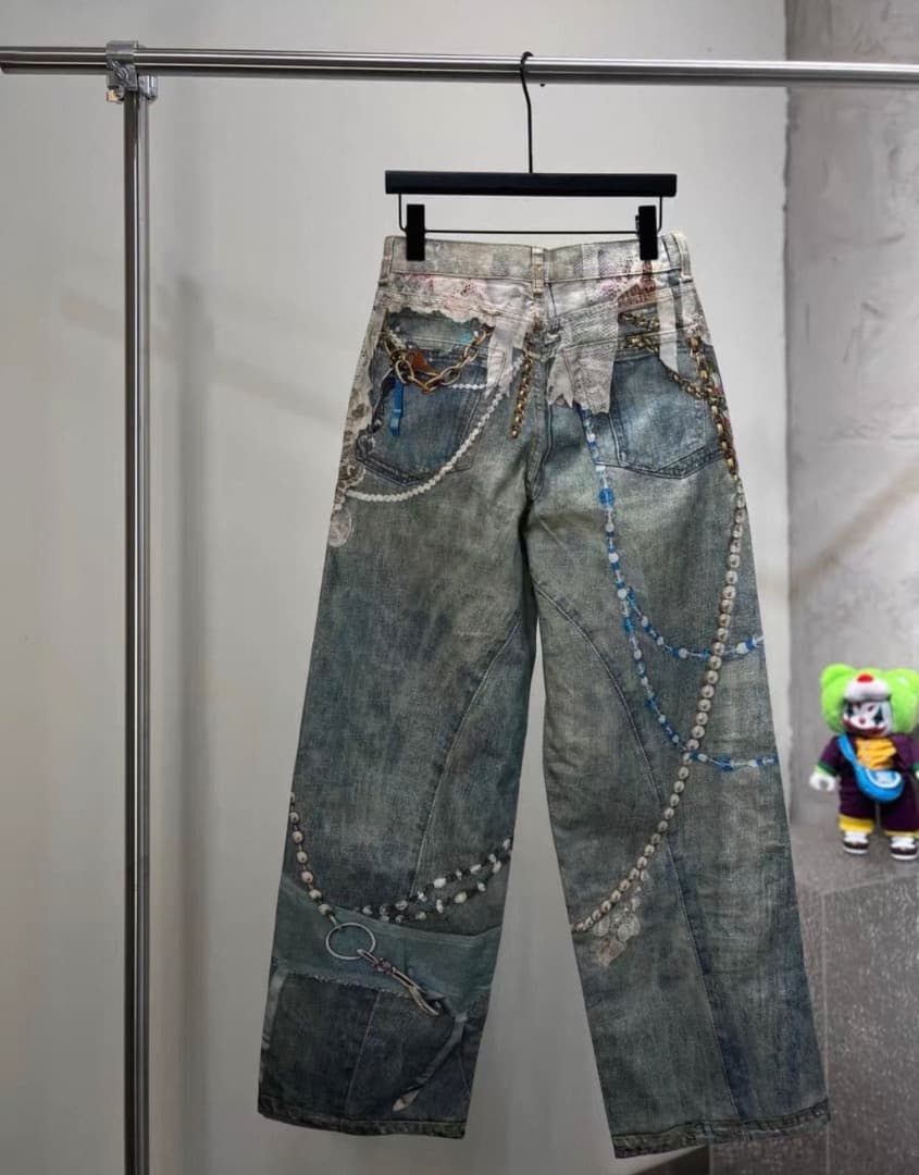 Acne Studios ビーズ＆レース装飾 デニムパンツ