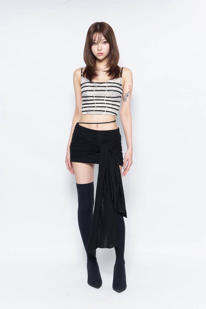 theredthread ブラック S mini skort pareo