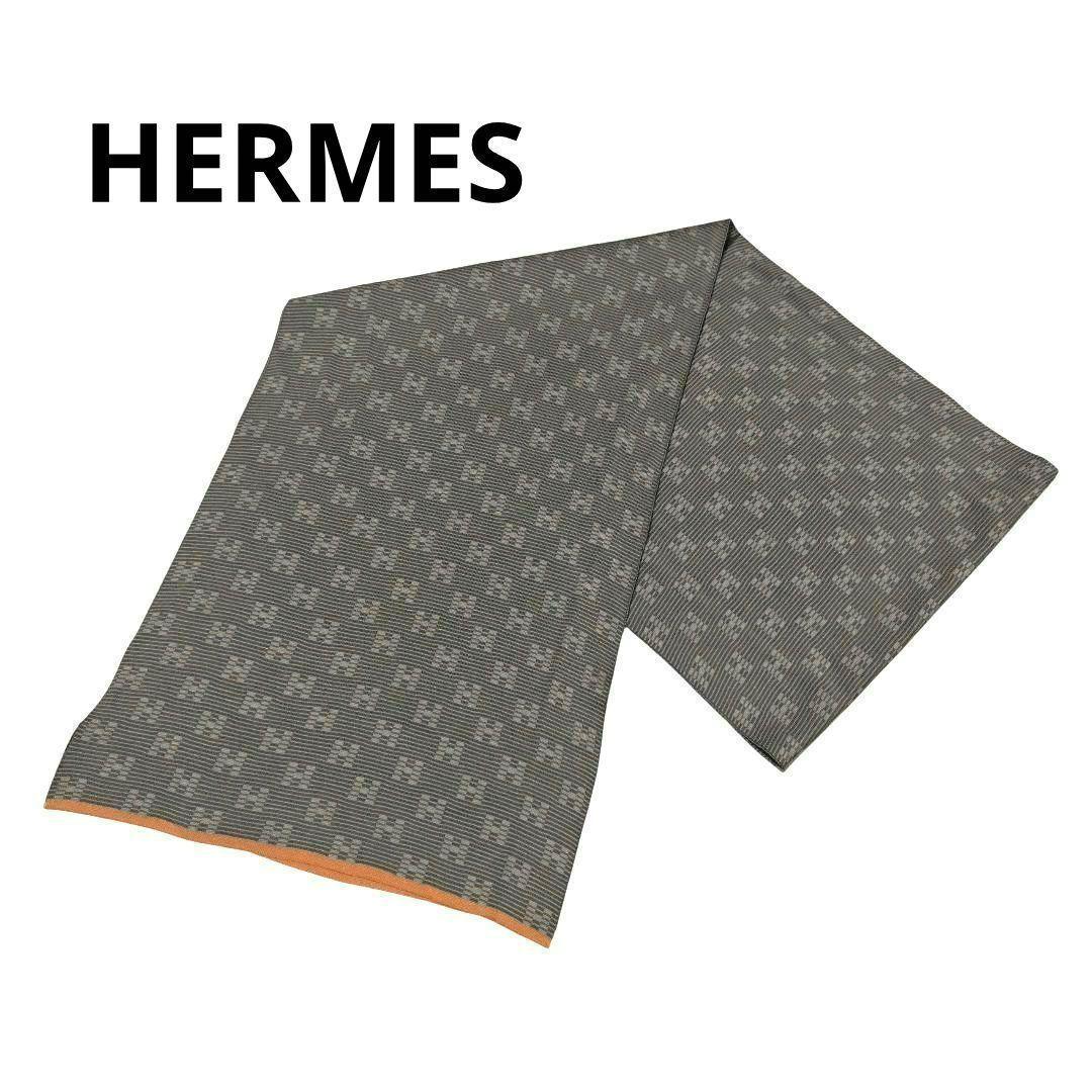 HERMES エルメス Hロゴ シルク マフラー ストール