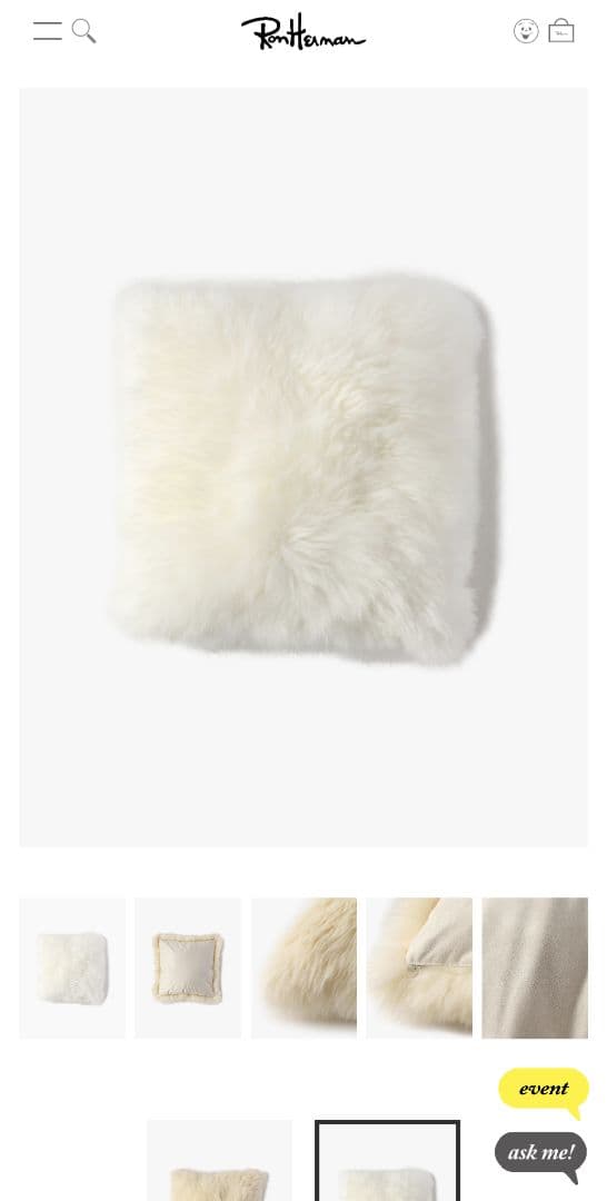 正規品　ロンハーマン　RHC ボーロン　ムートンクッション　アイボリー