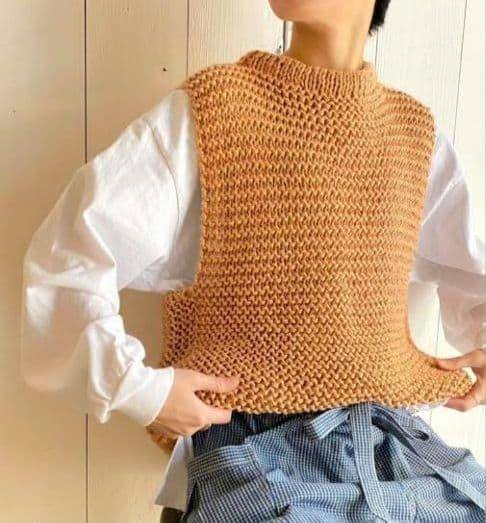 美品 MAYDI メイディ ハンドメイド ニットベスト キャメル ボトルネック
