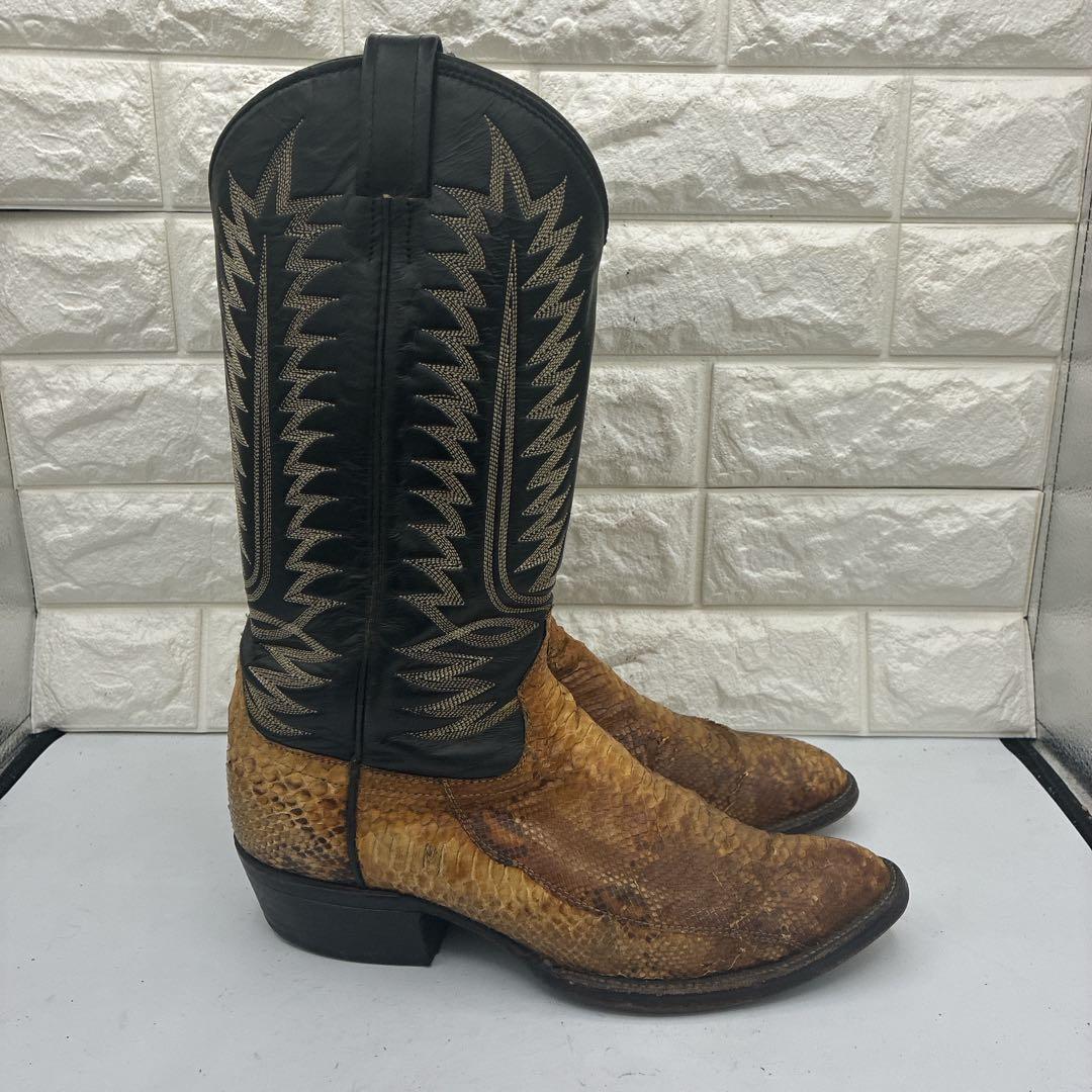 【良品】ウエスタンブーツ 8.5 パイソン レザー ステッチ リザード