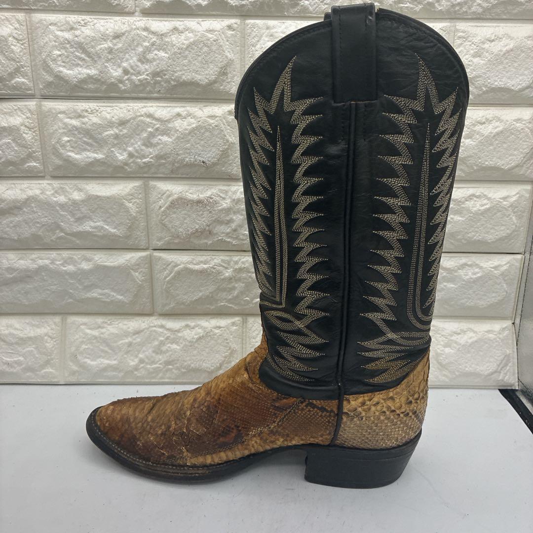 【良品】ウエスタンブーツ 8.5 パイソン レザー ステッチ リザード