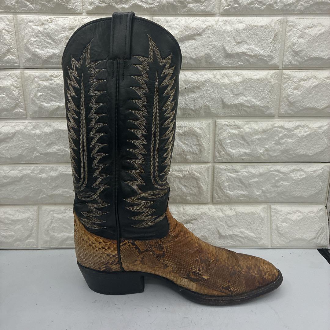【良品】ウエスタンブーツ 8.5 パイソン レザー ステッチ リザード