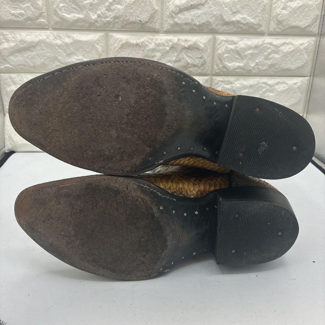 【良品】ウエスタンブーツ 8.5 パイソン レザー ステッチ リザード