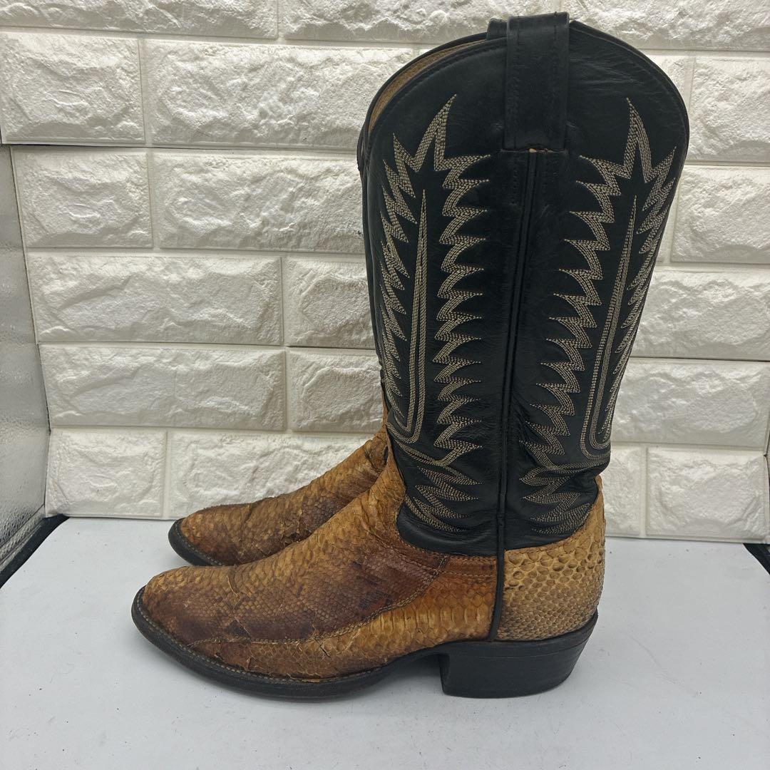 【良品】ウエスタンブーツ 8.5 パイソン レザー ステッチ リザード