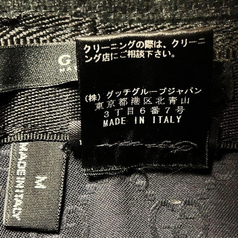 美品 グッチ GUCCI バケットハット 黒 スエード 羊革 裏GG柄 綿 M