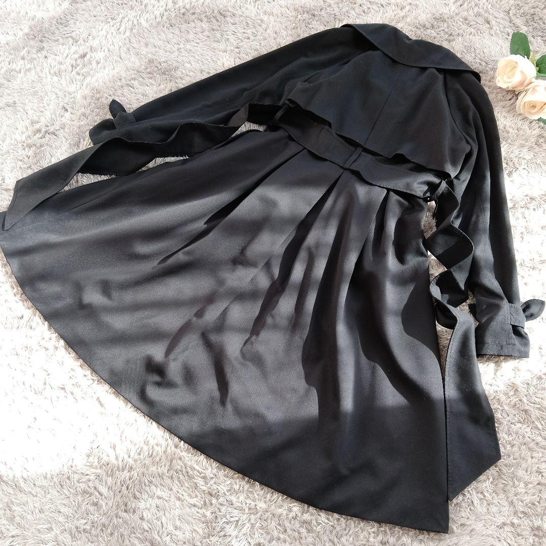 新品　ルイルエブティック　トレンチコート　ブラック　フレア　リボン　Ａライン