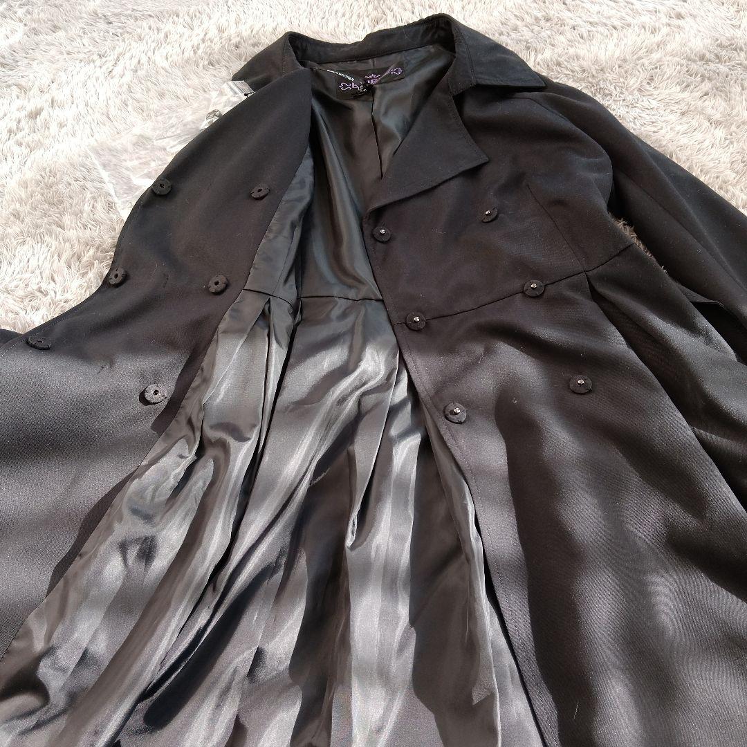 新品　ルイルエブティック　トレンチコート　ブラック　フレア　リボン　Ａライン