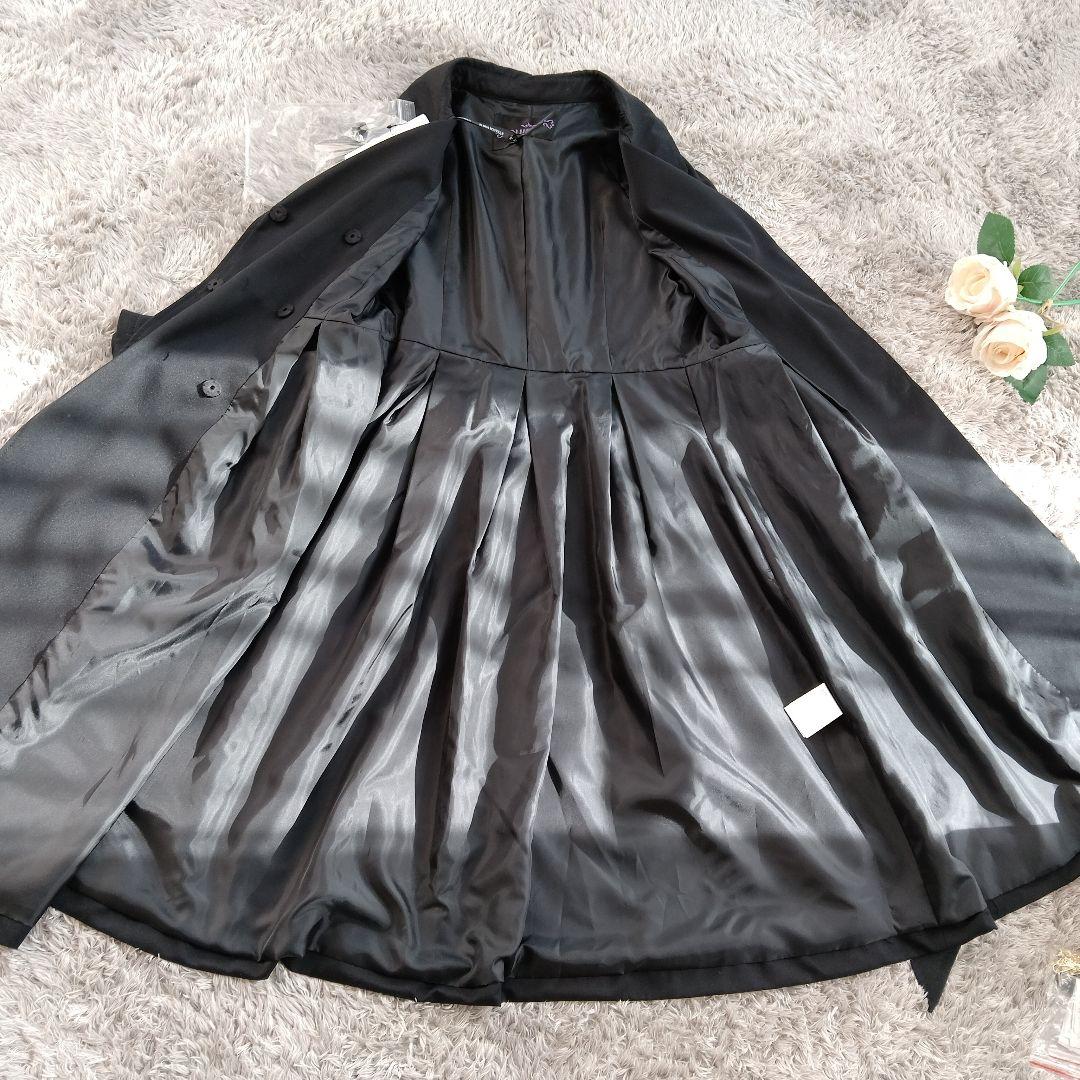 新品　ルイルエブティック　トレンチコート　ブラック　フレア　リボン　Ａライン