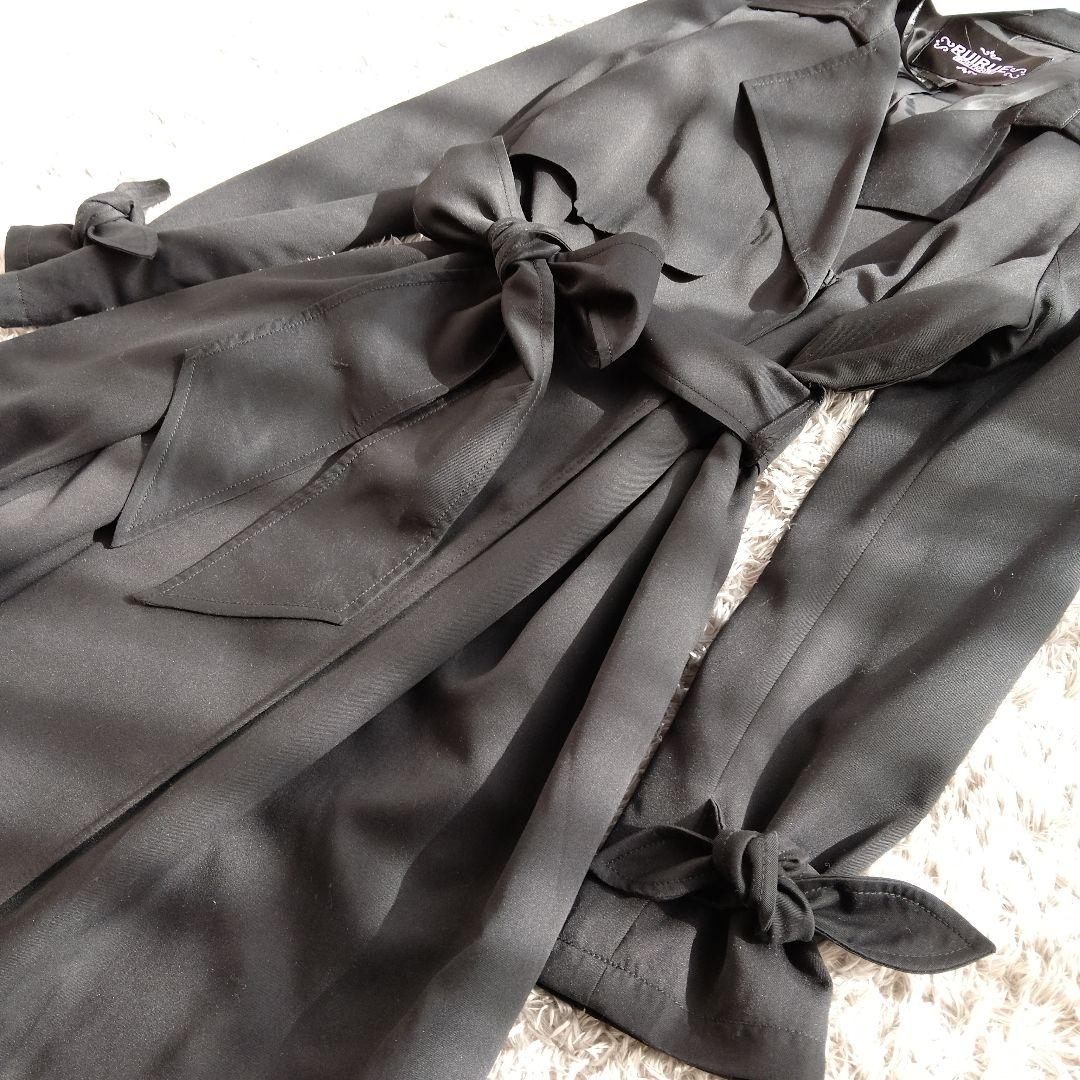 新品　ルイルエブティック　トレンチコート　ブラック　フレア　リボン　Ａライン