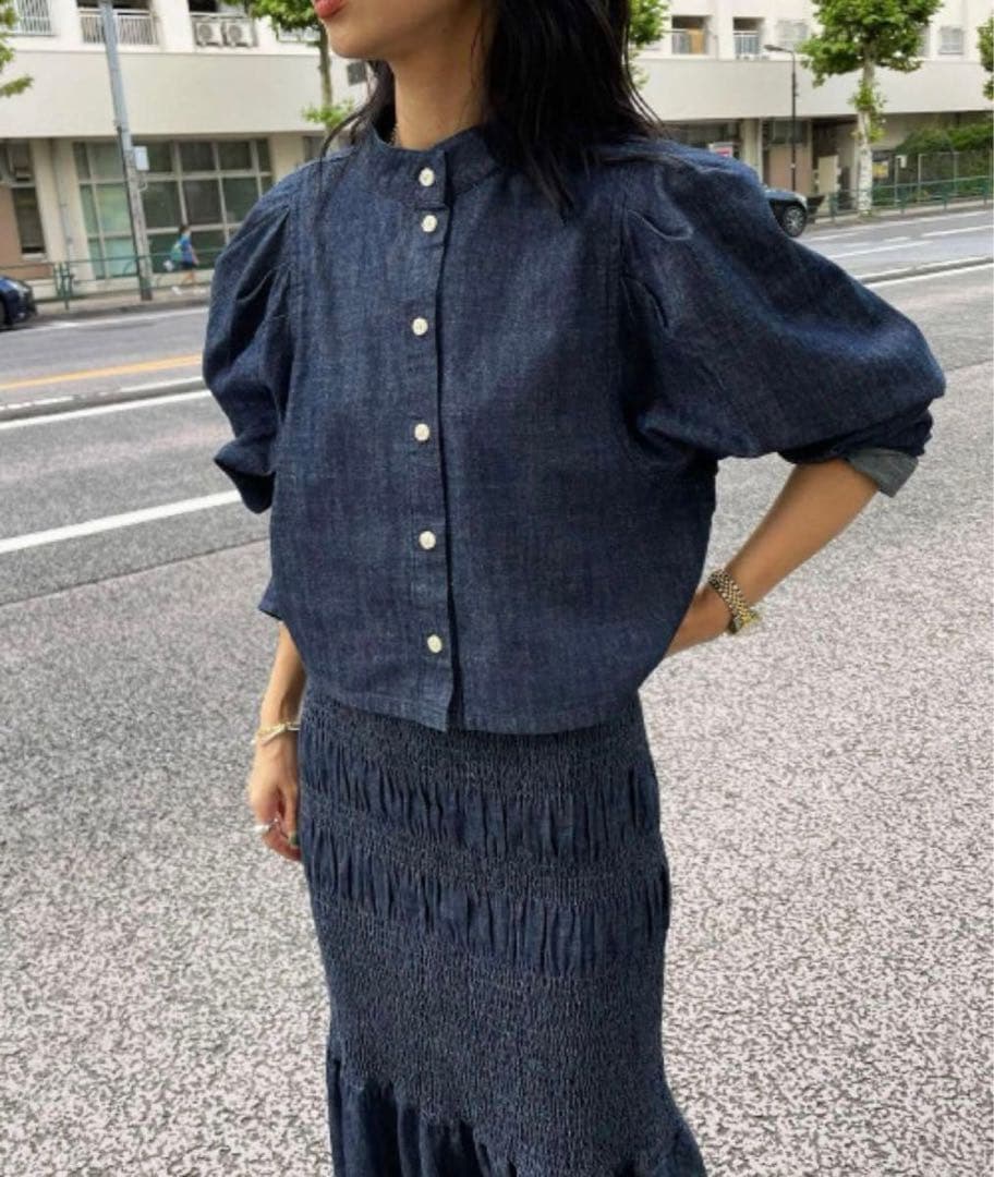 ワンピース 2WAY DENIM RANDAM SHIRRING DRESS