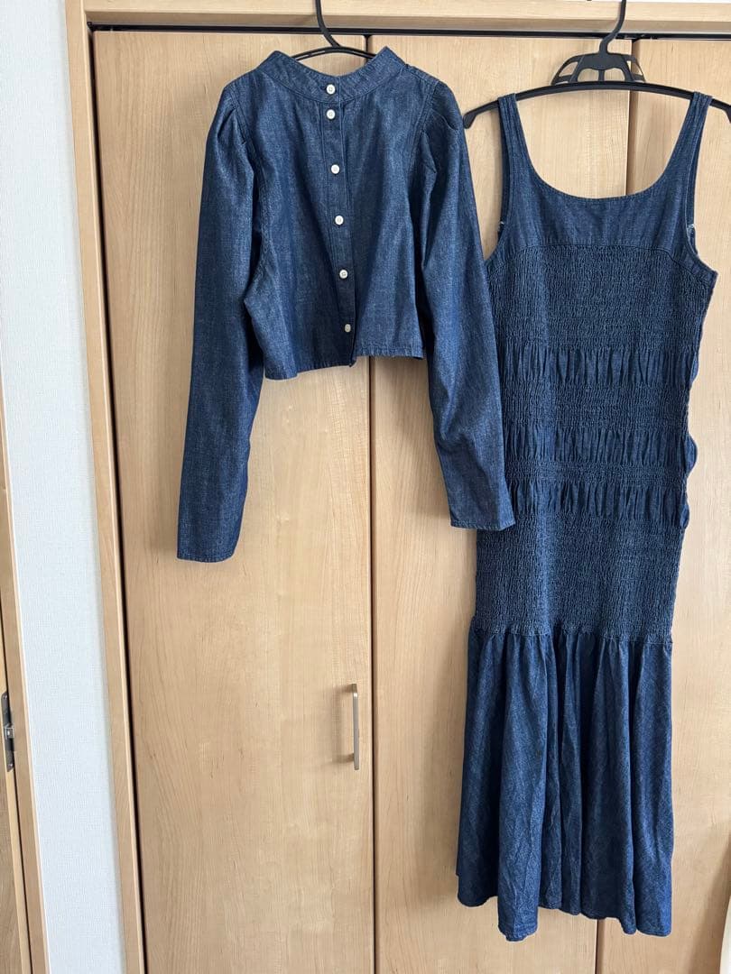 ワンピース 2WAY DENIM RANDAM SHIRRING DRESS