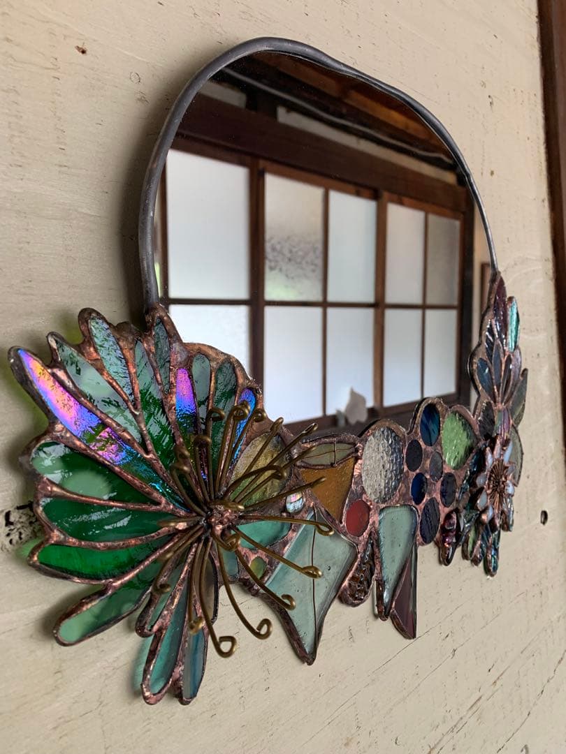 ボタニカルミラー　ステンドグラスミラー　鏡