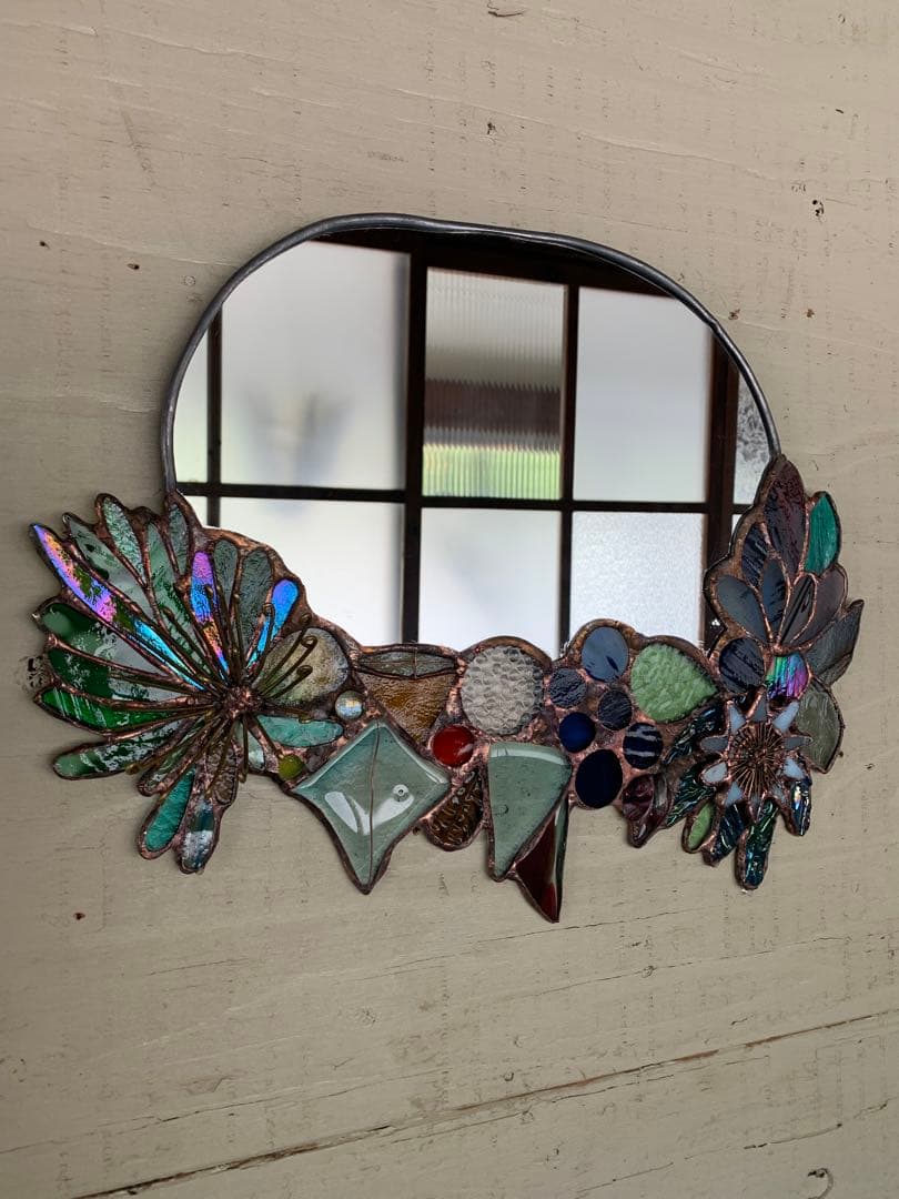ボタニカルミラー　ステンドグラスミラー　鏡