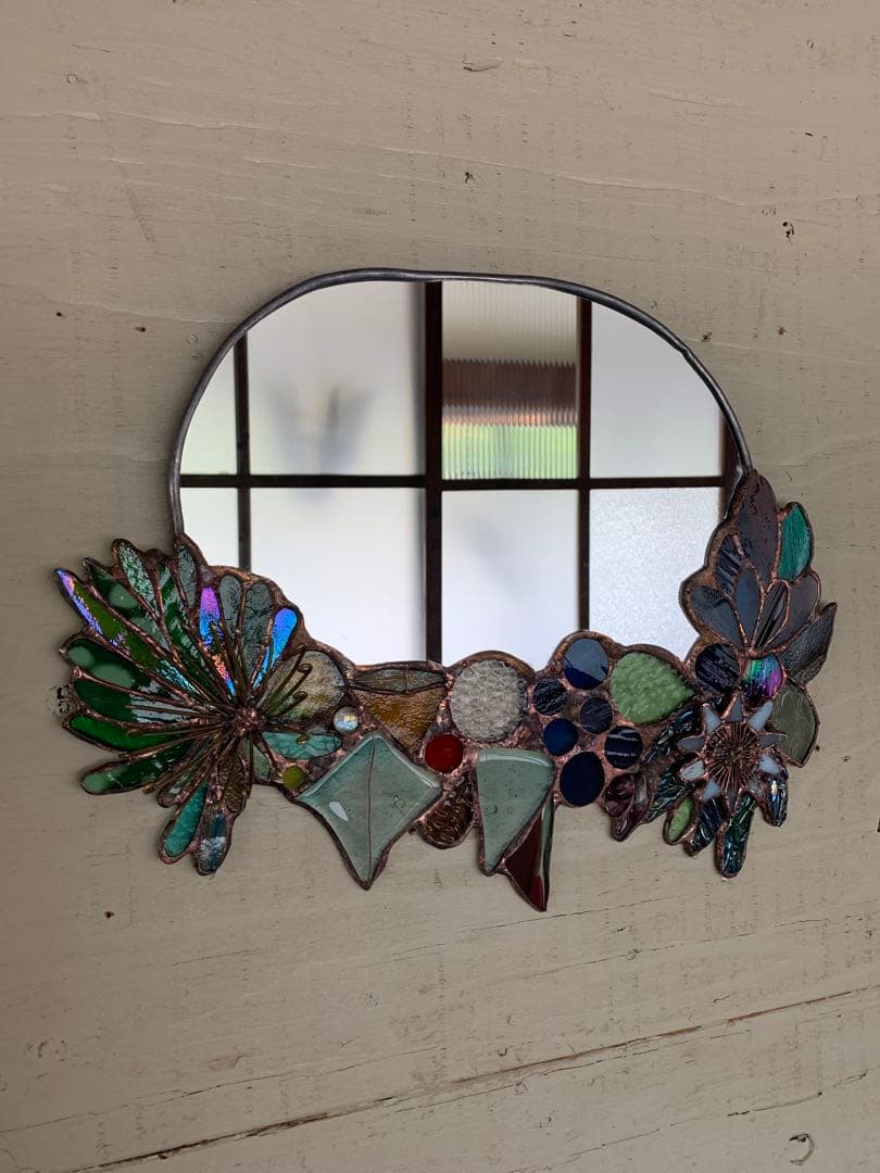ボタニカルミラー　ステンドグラスミラー　鏡